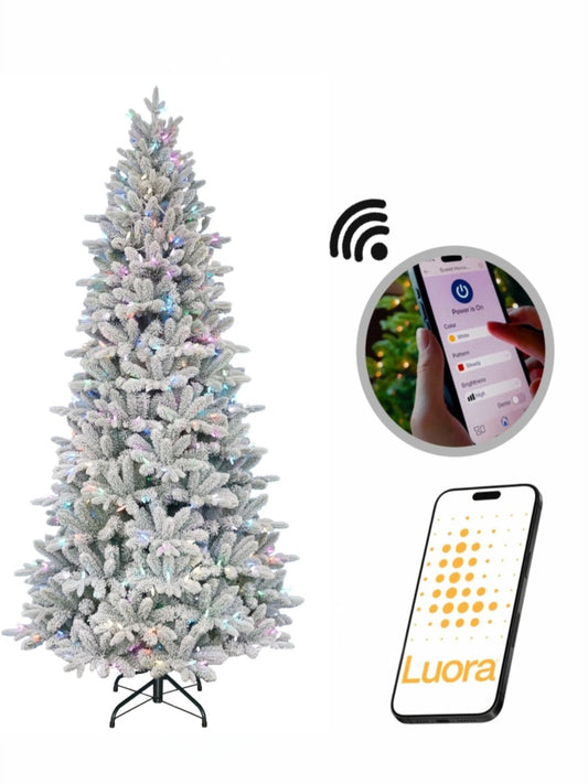 Luora Smart Christmas Trees, Snow Flocked, App Compatible with Amazon Alexa & Google Nest Voice Control